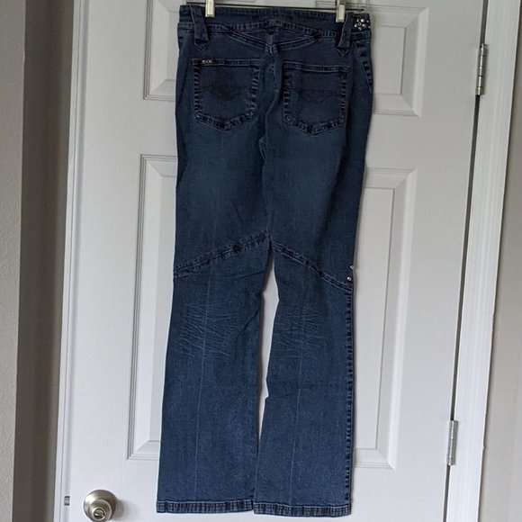 Vtg REVOLT USA Jeans Decorated w/Metal Studs & Faux Gems -Flared Bottom Boot Cut - Picture 7 of 14
